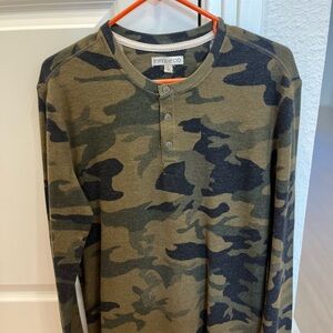 Camouflage Long Sleeve Henley Shirt
